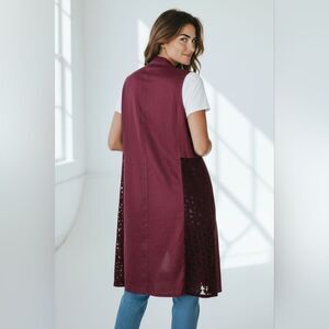 Burgandy Linen Vintage Boho Vest sz L